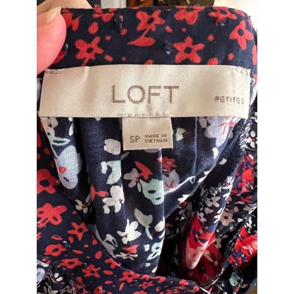 Loft 100% cotton patchwork floral boho lightweight cotton puff sleeve blouse - Picture 10 of 11